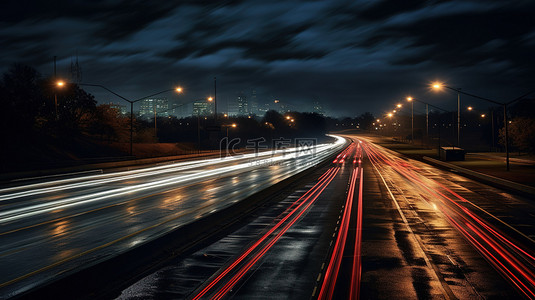 高速公路背景图片_夜间高速公路汽车线绘7