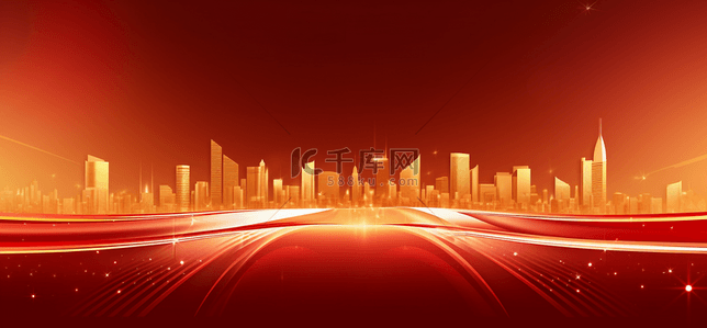 城市背景背景图片_红色线条科技大气背景