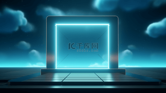科技边框几何边框背景图片_蓝色科技感光效边框商务背景16
