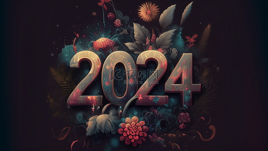 龙年2024年新年2024年数字背景30