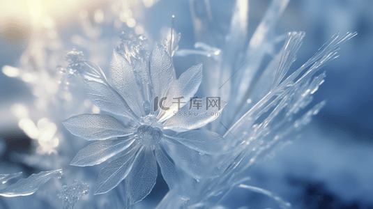 冬季花朵背景图片_冬季冰雪植物雪景背景12