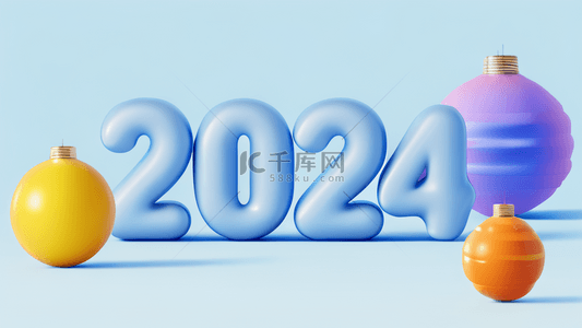 简约多彩数字2024新年2024背景30