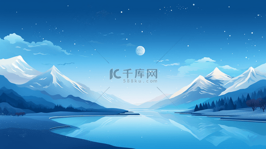 星空大海雪山和树林背景2