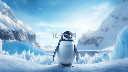 冬季南极企鹅动物背景26