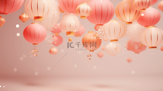 新春背景图片_粉色新年灯笼通用新年背景