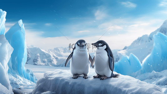 南极雪山背景图片_冬季南极企鹅动物背景33