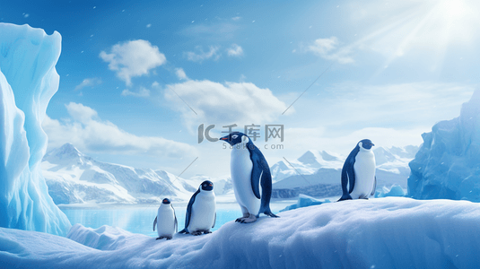 冬季南极企鹅动物背景21