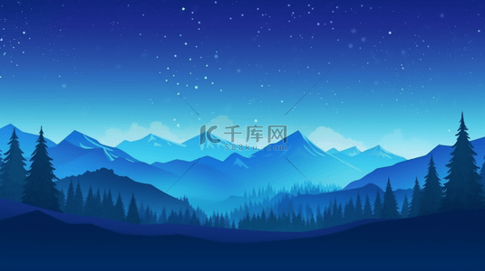 矢量背景图片_蓝色夜景山峰背景24