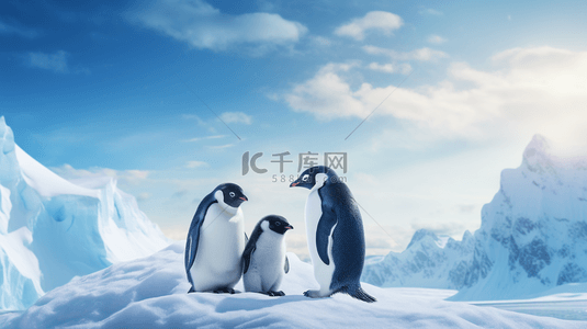 冬季南极企鹅动物背景28