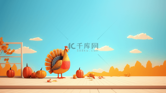 感恩节背景图片_一桌丰盛的烤火鸡美食感恩节背景5