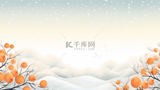 冬季雪地里的柿子树背景11