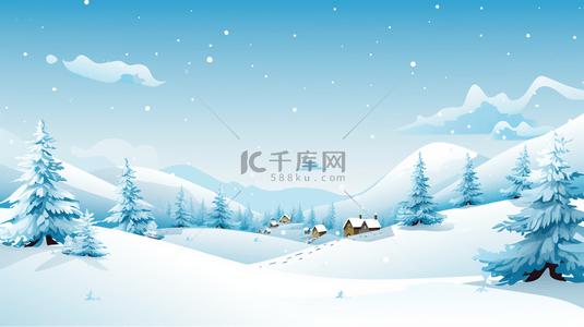 小房子背景图片_雪山森林小乡村背景13