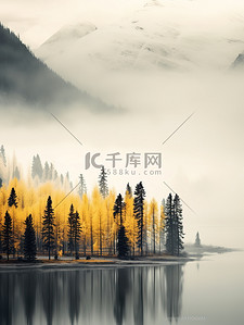 冬季背景图片_美丽的冬季树木湖泊背景1