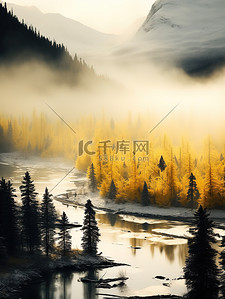 秋背景图片_美丽的冬季树木湖泊背景19