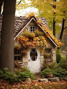 可爱的秋季小屋微观背景13