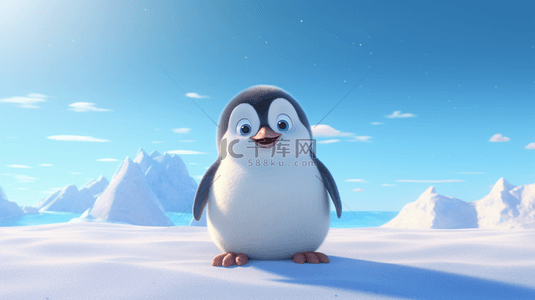 企鹅可爱背景图片_冬天可爱萌宠小企鹅背景
