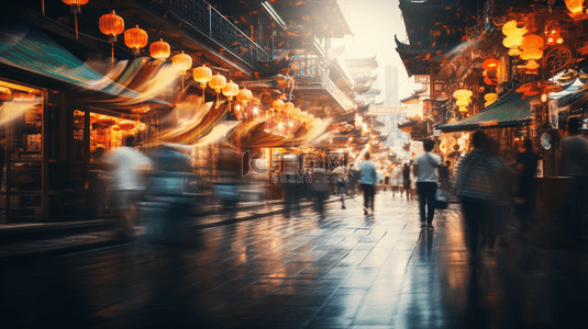 年货节背景图片_新年年货节集市街景动态场景虚镜背景