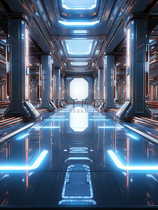 科幻屏幕背景图片_未来的科幻室内空间1