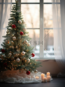 圣诞背景图片_圣诞气氛的房间圣诞树3