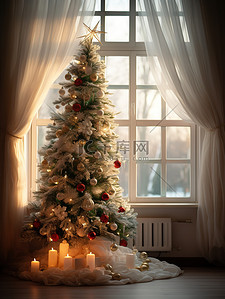 圣诞背景图片_圣诞气氛的房间圣诞树1