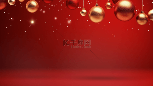 圣诞快乐红背景图片_红底色圣诞球装饰背景7