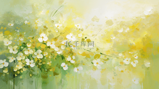 清新黄色背景质感背景图片_清新油彩质感柠檬黄花朵花卉花丛油画背景