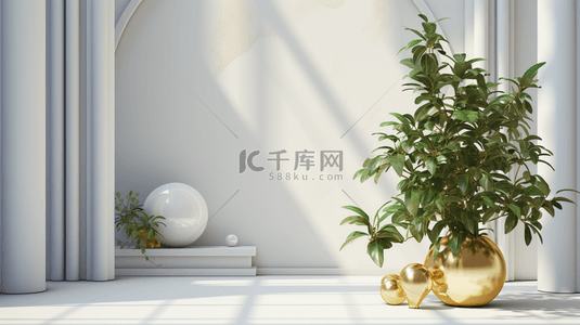 简洁简洁风背景图片_简洁风C4D电商绿植展台