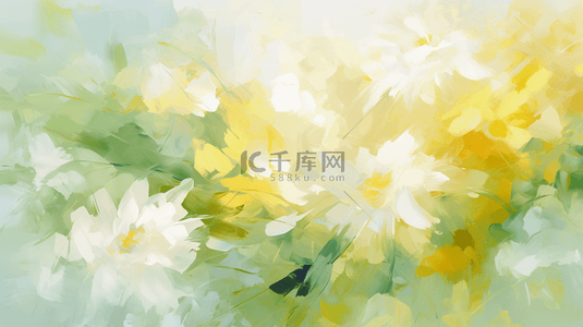 柠檬黄背景图片_清新油彩质感柠檬黄花朵花卉花丛油画背景