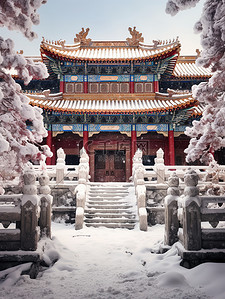 宫殿背景图片_建筑宫殿宏伟冬天雪景20