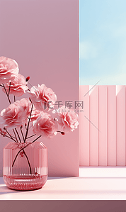 C4D电商鲜花展台背景