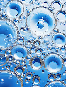 医美护肤品精油结构分子蓝色气泡
