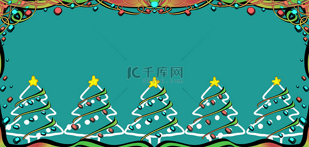 圣诞节彩灯圣诞树蓝绿色