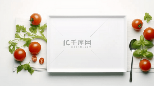 白色桌布上的新鲜果蔬场景背景