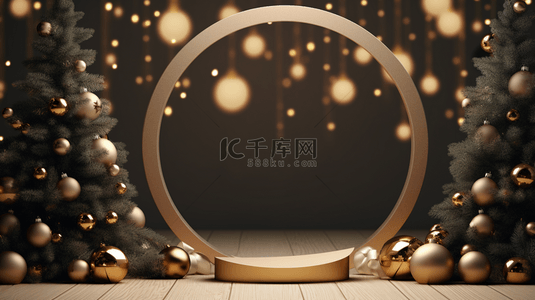 圣诞节装饰圣诞树背景图片_星光圣诞节装饰圆形展示框背景5