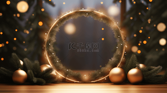 圣诞节装饰圣诞树背景图片_星光圣诞节装饰圆形展示框背景6