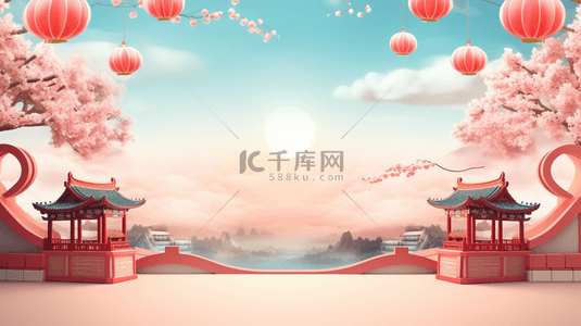 红色中国风喜庆创意背景7