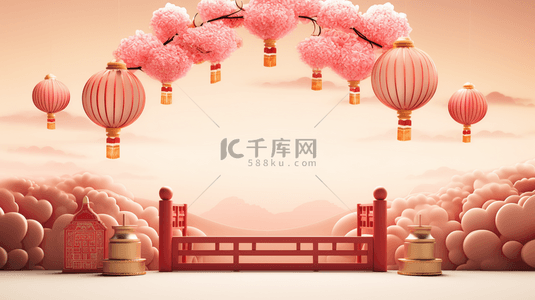 蓝天背景图片_红色中国风喜庆创意背景16