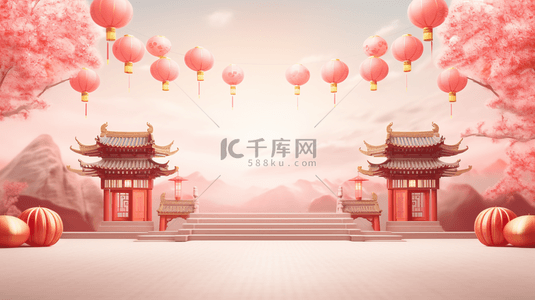 中式背景背景图片_红色中国风唯美创意背景112