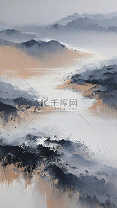 彩点背景背景图片_肌理磨砂初冬雪景国风水墨山水意境背景9