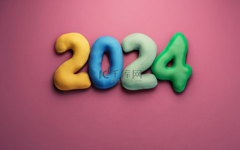 2024年彩色质感数字2024背景