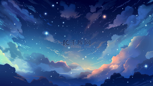 蓝色唯美星空背景5