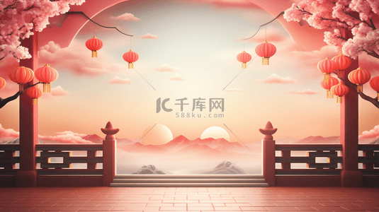 中式背景背景图片_红色中国风唯美创意背景11