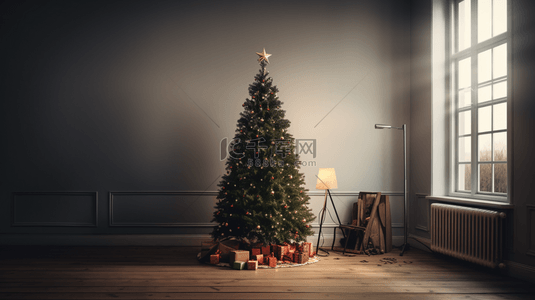 黑色创意大气背景图片_黑色系圣诞树商务创意背景30