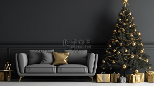 黑色创意大气背景图片_黑色系圣诞树商务创意背景10