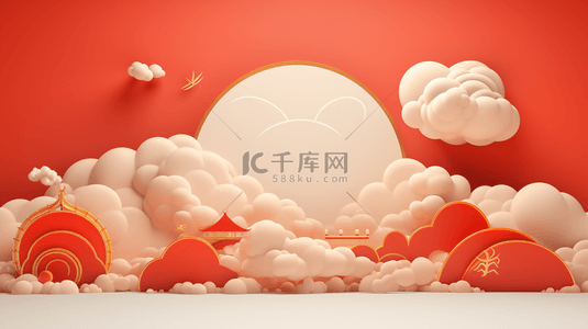 红色中国风边框创意背景25