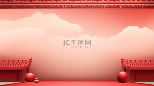 祥云背景图片_红色中国风喜庆创意背景18