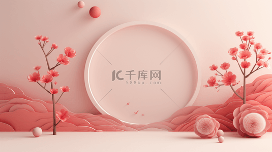 祥云背景图片_红色中国风边框创意背景19