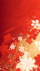 红花纹背景图片_2024年新年红金中式花纹底纹背景