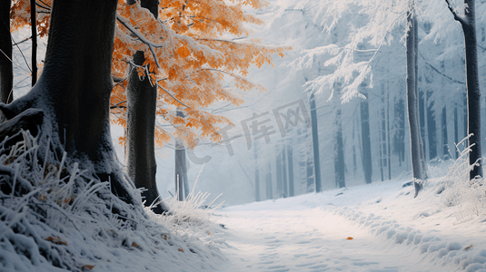树挂摄影照片_冬天林间的雪景摄影