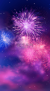 城市背景背景图片_2024年新年欢庆烟花紫色灿烂烟花